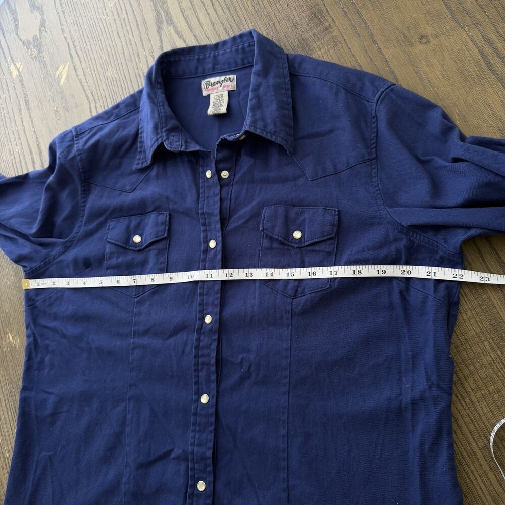 VTG 90s Wrangler Women’s Western Denim Pearl Snap Long Sleeve Shirt Size Large - Picture 5 of 7